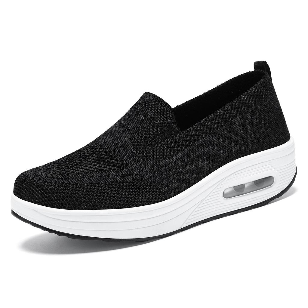 Damen Frühlings Fly-Knit Luftpolster Sneaker - Atmungsaktiv, Weiche Sohle, Höhensteigernd, Bequeme Mesh Freizeitschuhe