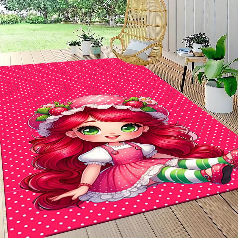 1Pc Strawberry Shortcake Fantasy Carpet Rug Customizable Soft Washable Antislip Home Living Room Sofa Mats Personalized Rug 0917256
