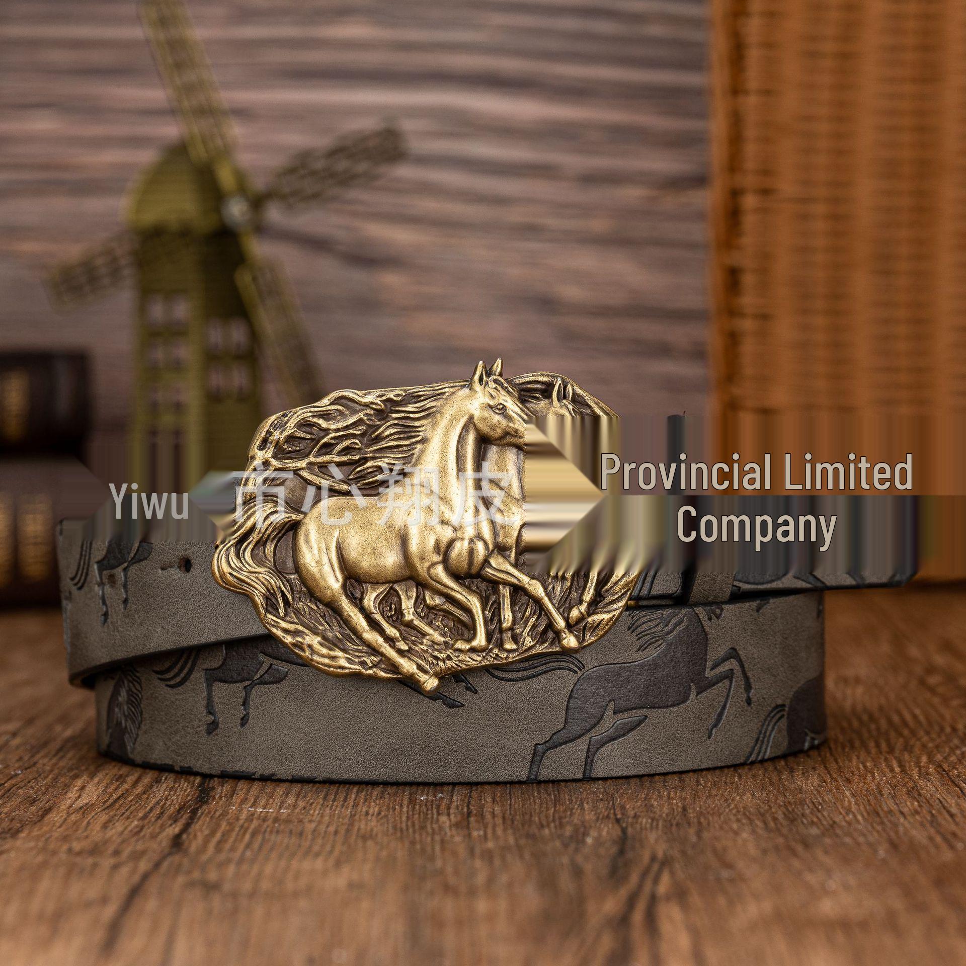 Western Cowboy Galloping Steeds Belt: Trendy Retro PU Leather Unisex 120 cm серый