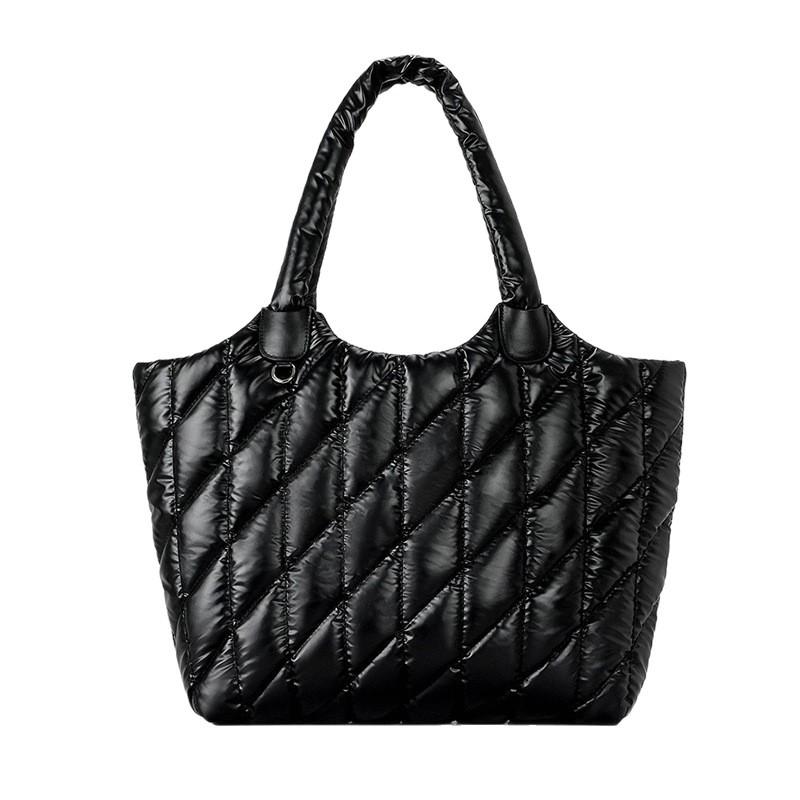 Women's Large Capacity Quilted Nylon Tote Bag for Autumn and Winter