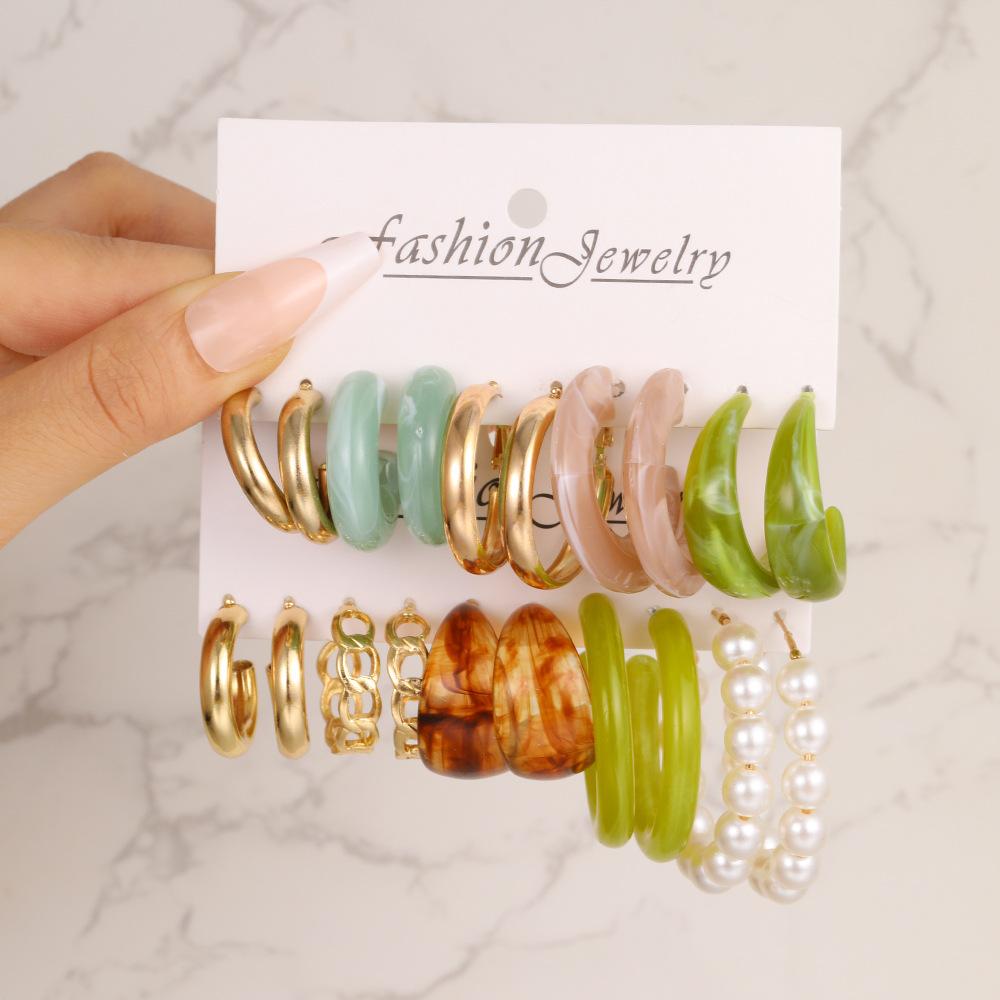 New Gold Color Earrings Set Boho Vintage Colorful Butterfly Acrylic Pearl Hoop Earrings for Women Fashion Jewelry Gifts 2026 New