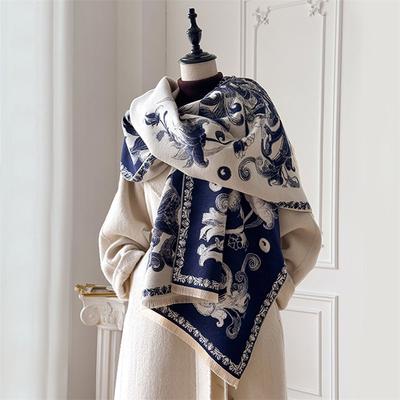 Winter Kaschmirschal Für Damen Luxuriöser Warmer Schal Blumenmuster Winddichte Umhang Pashmina Taschentuch Designer Damen Schal