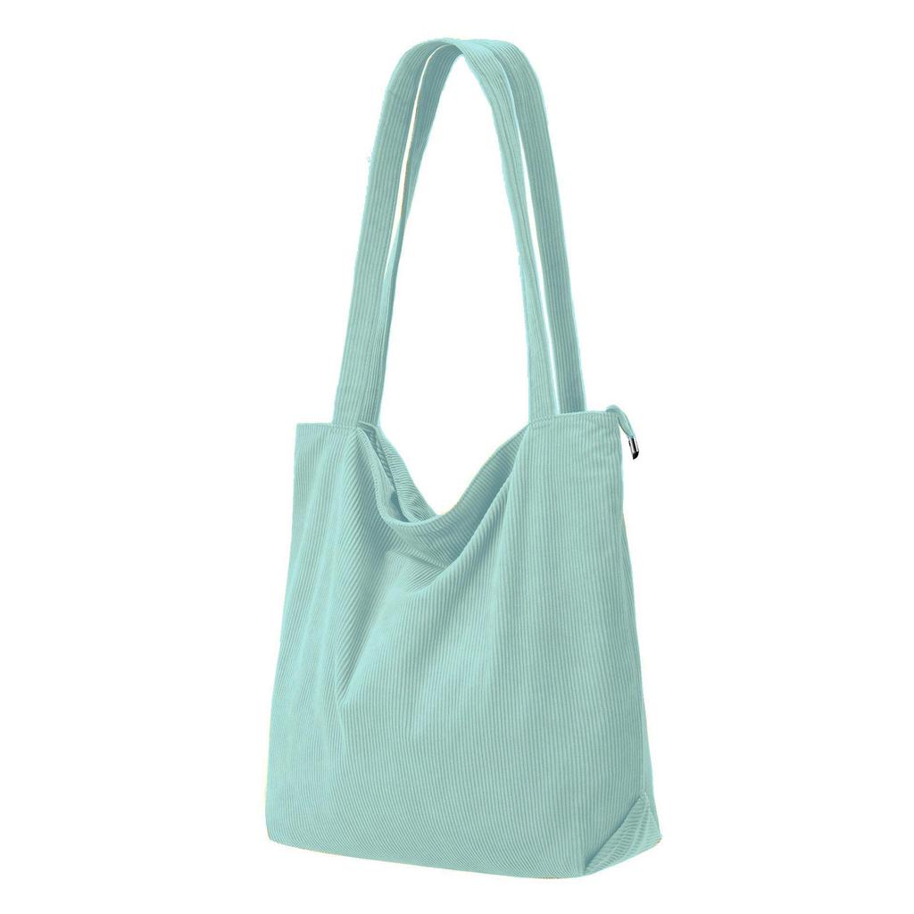 Corduroy Canvas Tote Bag - Large Capacity, Korean Style, Plush Single Shoulder Bag