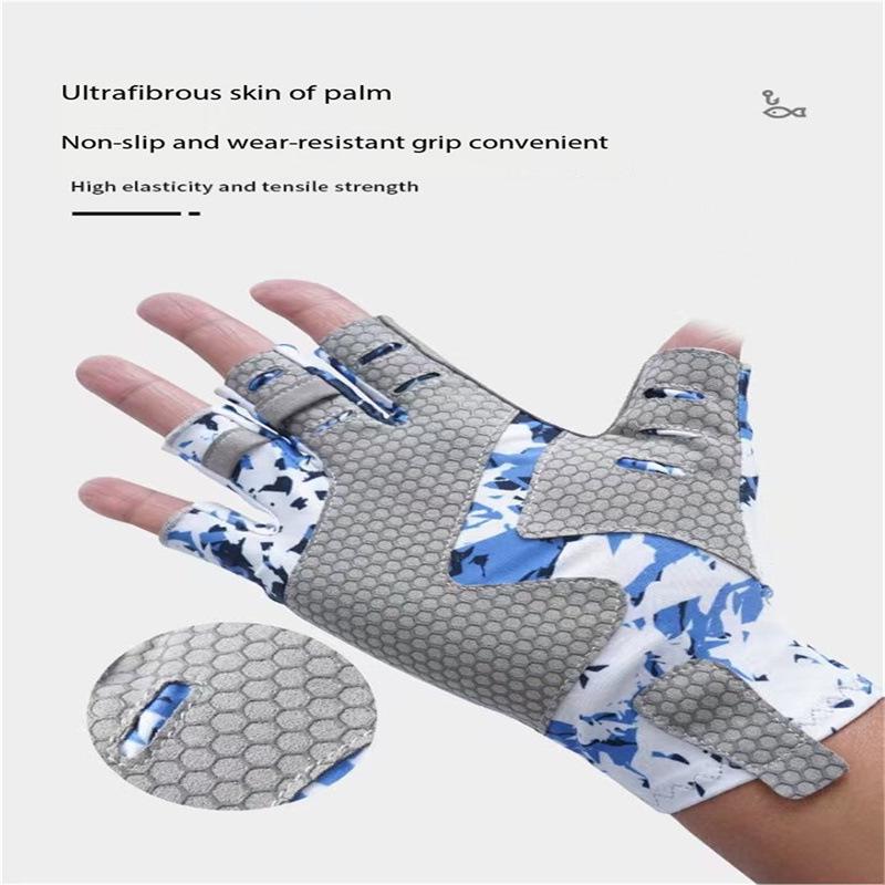 Men's Wear-Resistant Non-Slip Half-Finger Fishing Gloves, Breathable & Sweat-Absorbent for Outdoor Lure and Sea Fishing