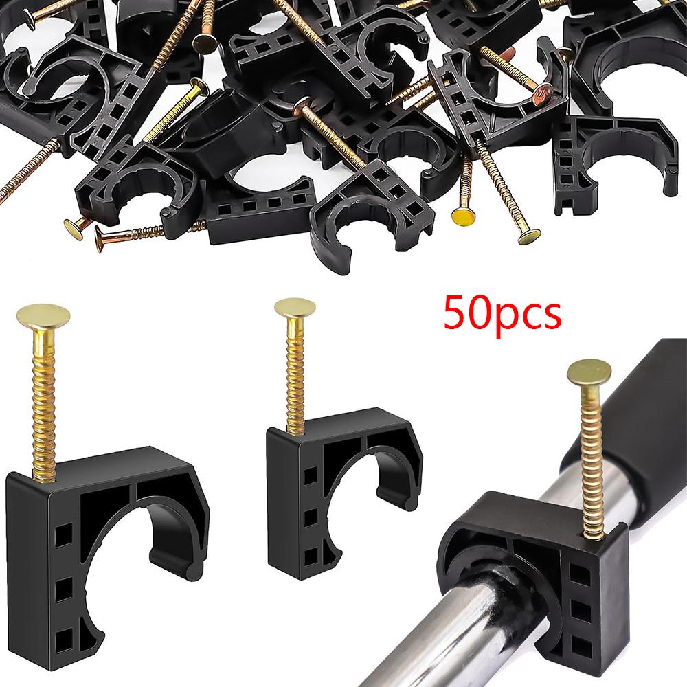 50Pcs 1/2" Half Clamps J-Hook With Nails Set For Tubing Connections