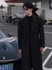 Men's Double-breasted French-Style Trench Coat: Autumn/Winter Korean-Inspired Trendy Woolen Coat with Drop Shoulders