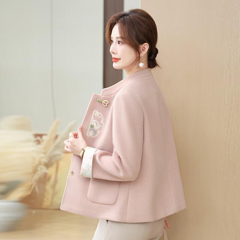 Elegant New Chinese Style Wool Blend Coat for Women