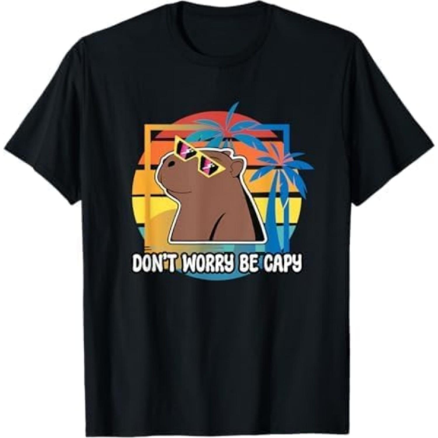 Don´t Be Worry Be Capy Capybara Quote Rodent Funny Capybara T-Shirt CBQ Mens Womens Tank Top Sweatshirt Hoodie Longsleeve Black S