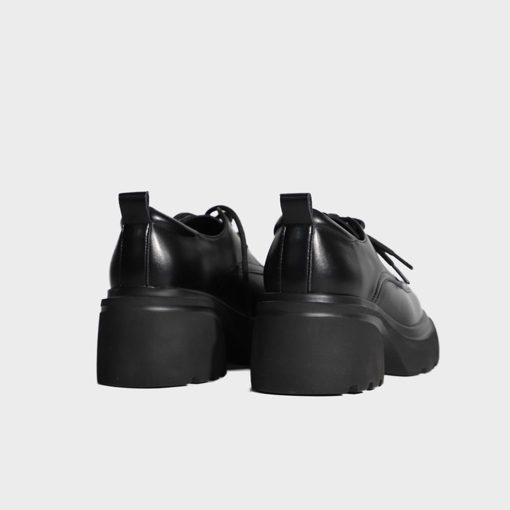 2025 Spring New Fashion Color Matching Platform Small Leather Shoes Women's British Style Front Lace-up Solid Color Loafers Huizhou Women's Shoes