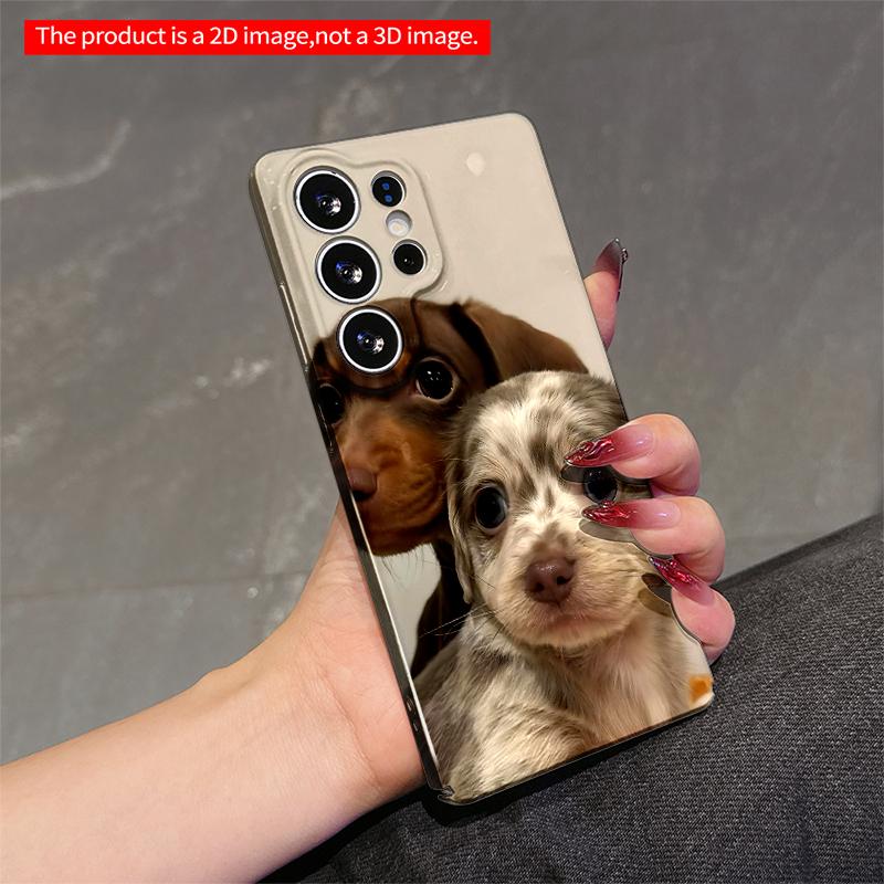 2DFlat Samsung phone case Adorable Dachshund Puppies Close-Up Phone Case Applicable to Galaxy S22 S23 S24 S25ULTRA S26 A12 A13 A14 A15 A16