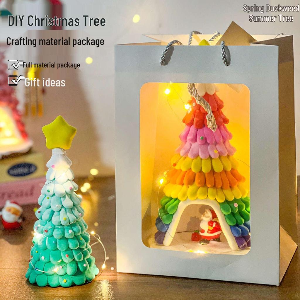Handmade DIY Christmas Tree Light Clay Kit for Kids - Perfect Kindergarten Gifts & Table Ornaments