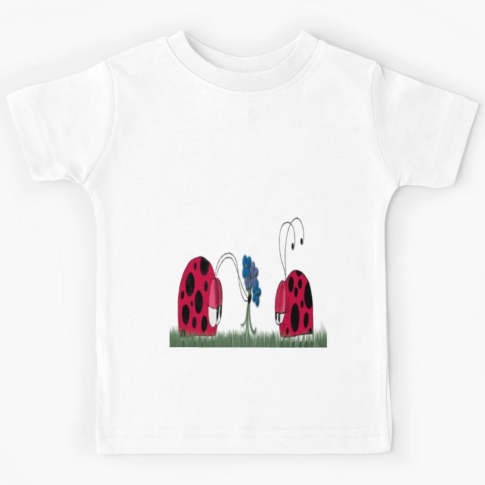 Ladybug Illustration Flowers For My Love Kids T-Shirt 130