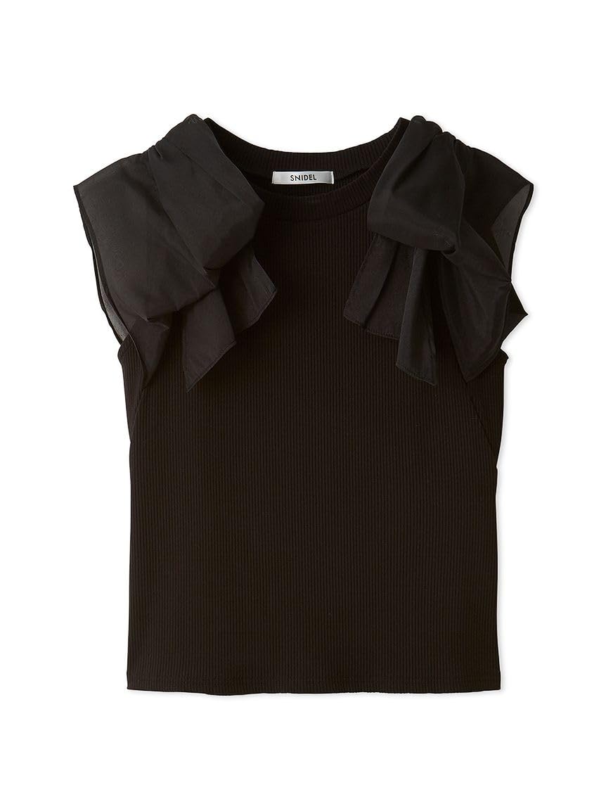 

Snidel Ribbon Sleeve Top Black Women s SWCT251157, чёрный