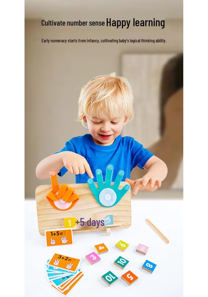 Children's Montessori Math Learning Board: Addition & Subtraction Finger Counting Toy for Kindergarten Cognitive Development.