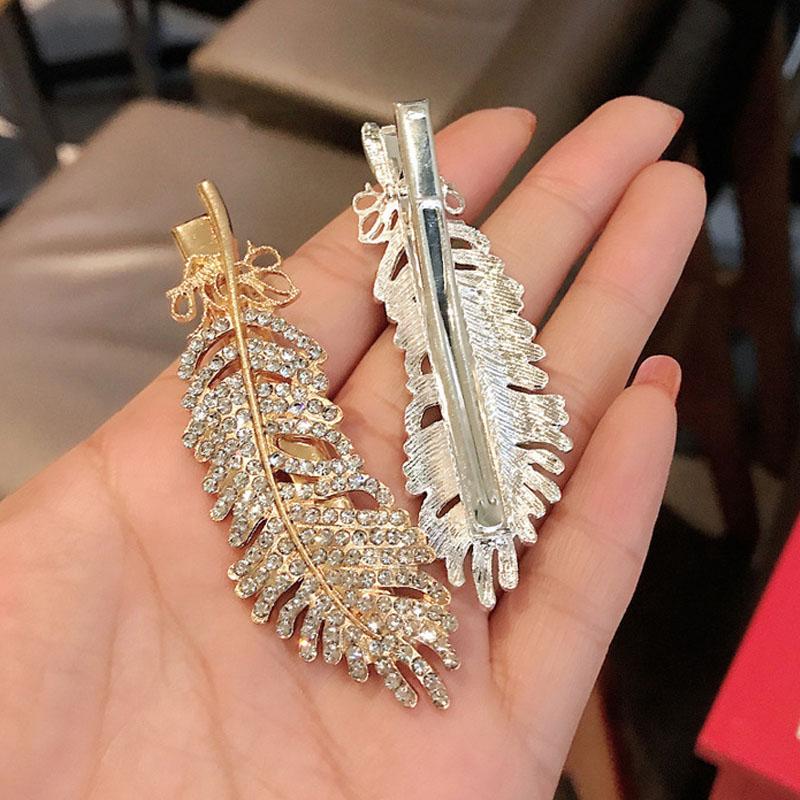 Women Girls Elegant Leaf Crystal Rhinestone Barrette Hairpin Hair Clip Jewelry O Women Girls Elegant Leaf Crystal Rhinestone Barrette Hairpin Hair Clip Jewelry O