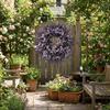 Lifelike Artificial Lavender Wreath Vivid Colors Fresh Lavender Floral Wreath Plastic Handmade Simulated Garland Porch Window