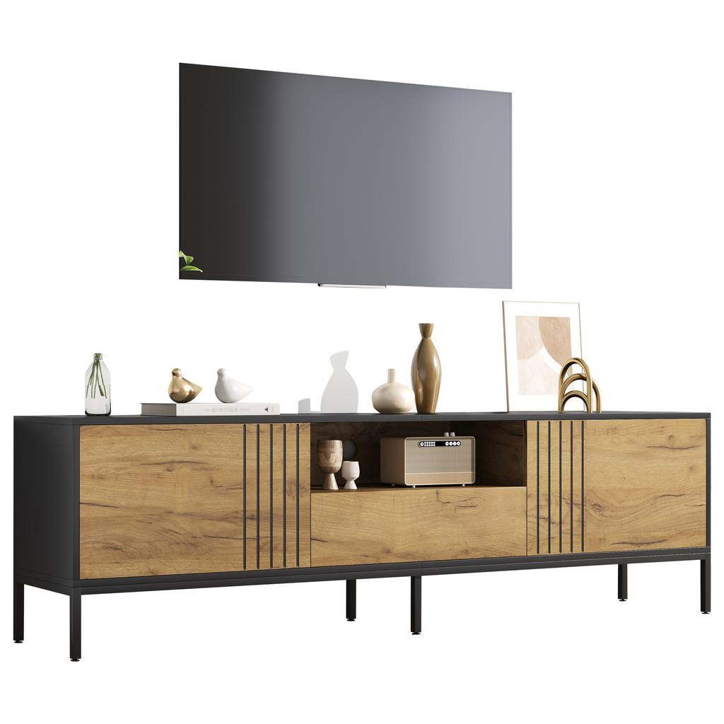 170*35*50cm TV Cabinet, TV Console with 2 Cabinets and 1 Drawer, TV Table, TV Stand, Living Room Cabinet, suitable for TVs up to 70 inches