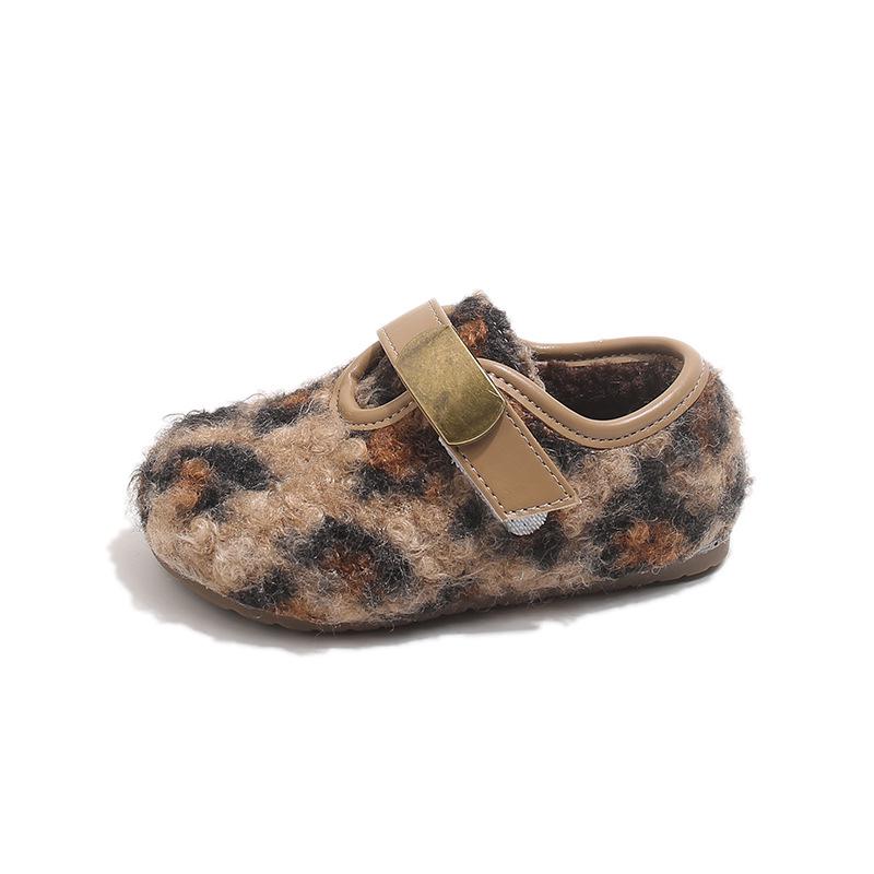 

Женские бархатные лоферы Mary Jane Birkenstock с мехом - Мягкая подошва, Теплая осенне-зимняя уличная обувь Size 22, Length 14.3 cm цветной печати леопарда