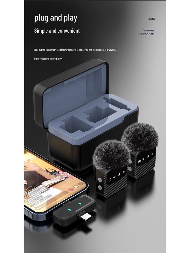 Wireless Lavalier Microphone for Outdoor Mobile Audio and Video Recording with Noise Reduction