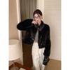 Cappotto di Pelliccia Ecologica Invernale Piccolo Nuovo Pelliccia Sintetica di Volpe Moda Abbigliamento da Donna Nero Collo Alto Top di Tendenza