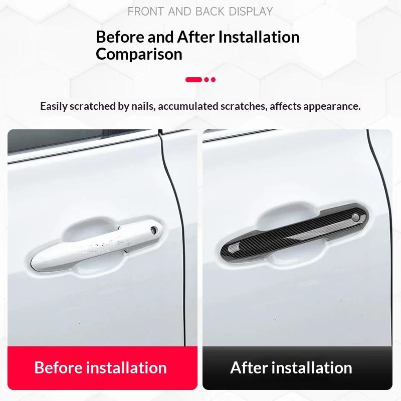 4pcs Carbon Fiber Chrome Car Door Handle Cover Scratch Protective Accessories For Toyota RAV4 2020 2026 2026 2026 2026