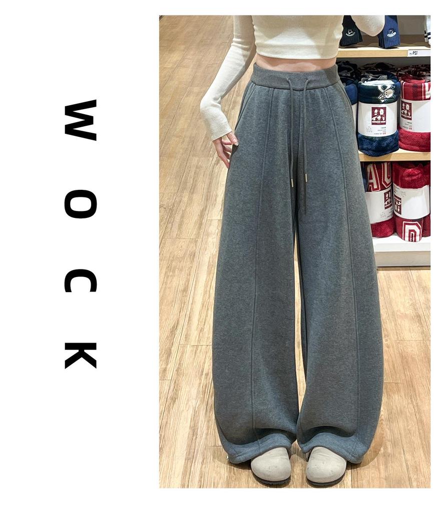 Women's Yellow Velvet Wide-Leg High-Waist Banana Pants - Autumn/Winter