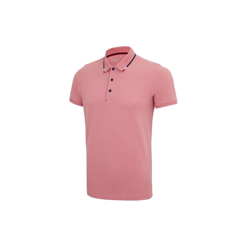 Li Ning Sports Life Collection Polo Shirts Unisex Apricot Pink Polo Collar Moderate Straight Fit APLQ161-4