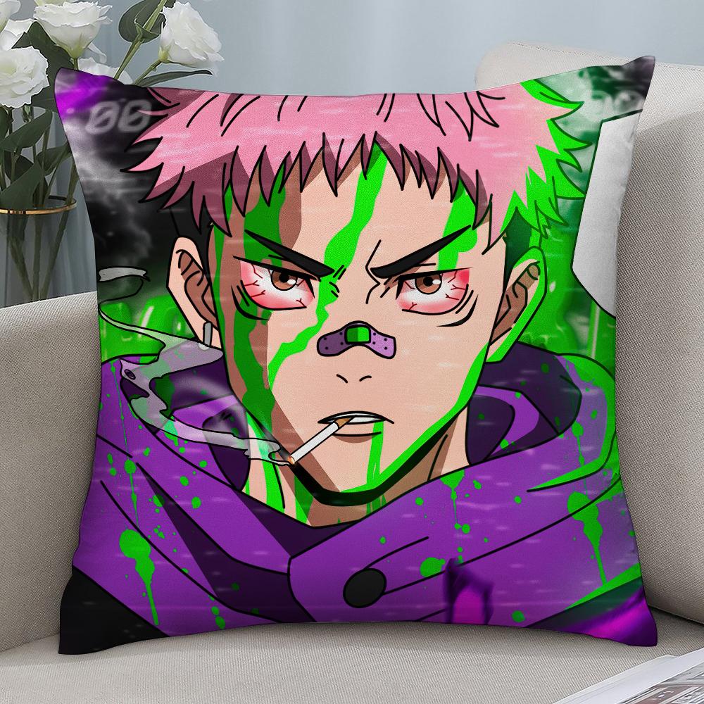 J-Jujutsu Kaisen Ryomen Sukunas Pillow Case Short Plush Pillow Covers Sofa Decor Gift Home Double-Sided Printing Cushion Cover