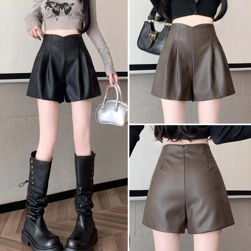 

2024 Women s Slimming Straight-Leg PU Leather Pants - Soft, Casual, Wide-Leg Fit for Autumn/Winter M кофейный