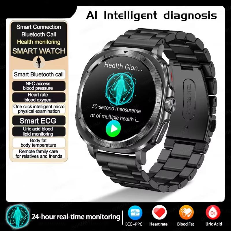 

2025 НОВЫЕ Часы 7 Точное Измерение Жир в крови Артериальное давление Анализ тела Умные часы ЭКГ+ФПГ Часы Умные часы Black-steel A