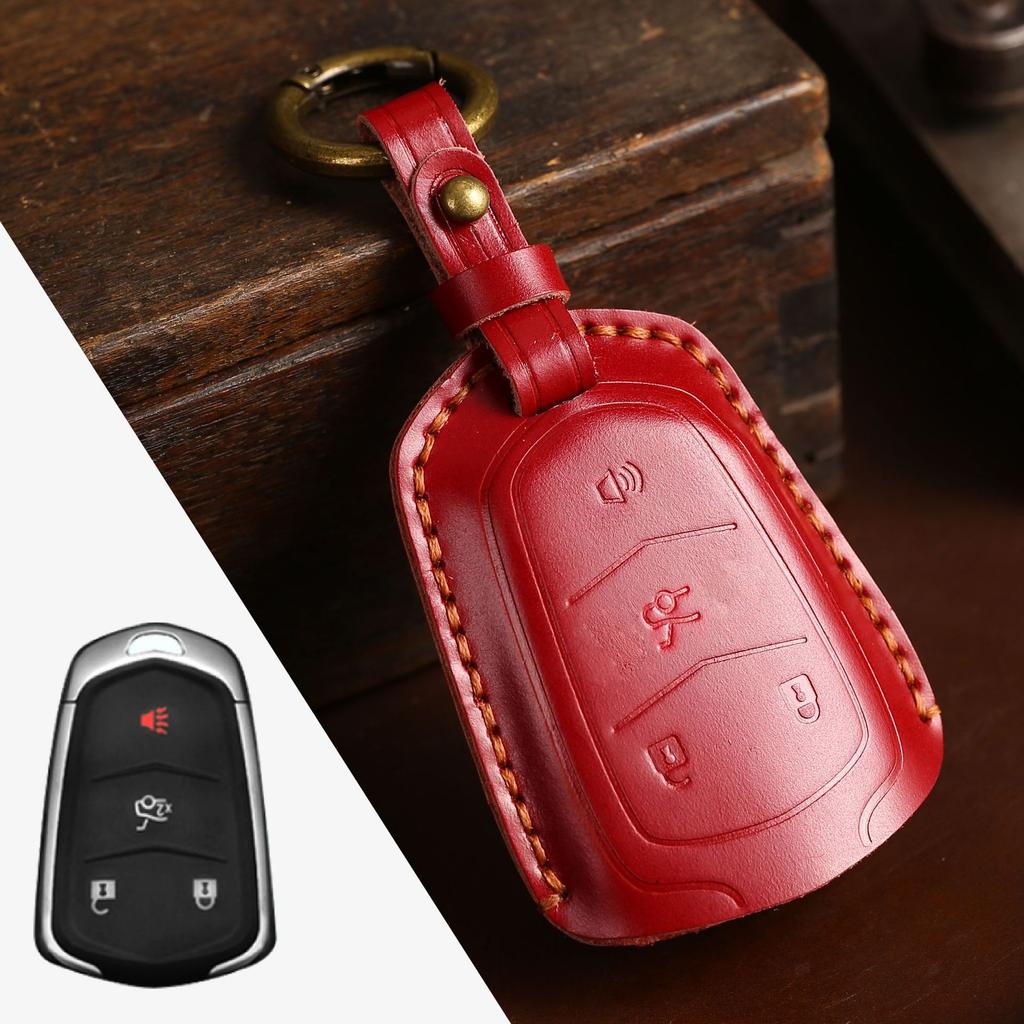 Car key cover is suitable for Cadillac key case CT4 genuine leather xt4 Crazy Horse leather car key cover purely handmade