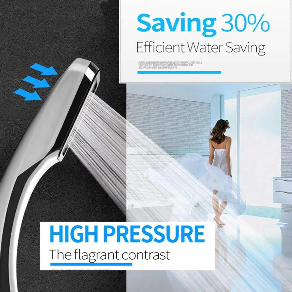 Bathroom Shower Head 300-Hole Square Hand-Held Pressurized Shower Nozzle Bath Pressurized Shower Head Water-Saving