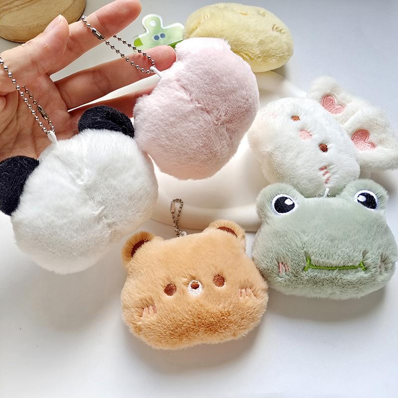 Cartoon Soft Animal Keychain Cute Plush Bear Keyring For Women Rabbit Frog Doll Keychain Backpack Pendant Ornaments Girls Gift
