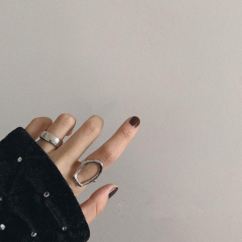 Elegant Silver S925 Open Adjustable Ring With Unique Irregular Light Design Surface