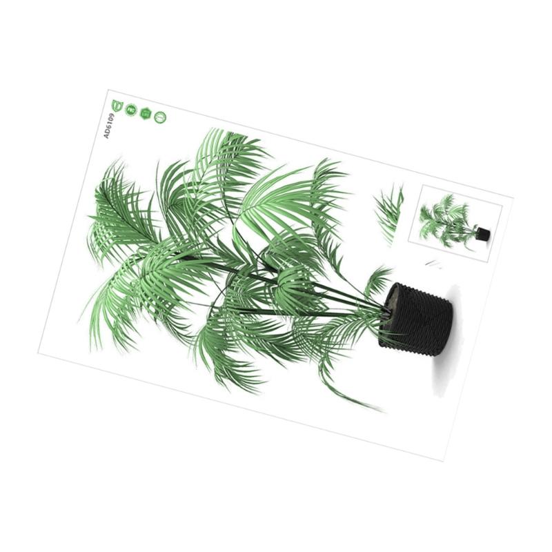 Simulation Greenery Potted Plant Wall Decal Easy Peeling and Stick Design Waterproof PVC Sticker for Indoor Space