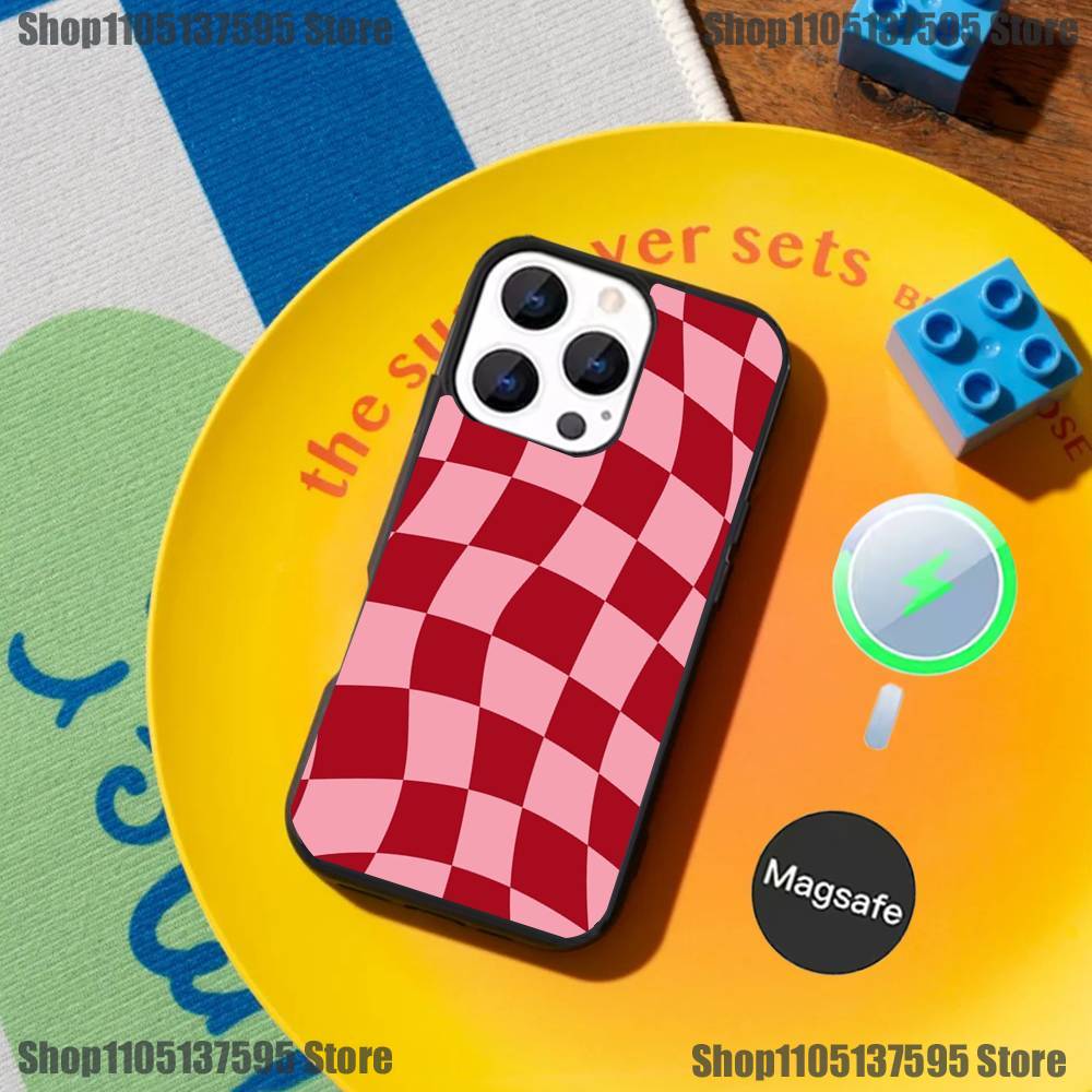 Checked chess board lattice Phone Case For iPhone 17,16,15,14,13,12,11,Pro,Max,Plus,Mini Magnetic Magsafe Wireless Charging