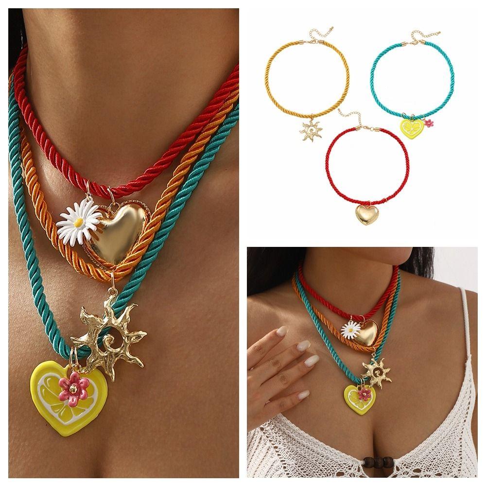 Jewelry Pendant Necklace Sun Floral Choker Unique Sun Necklace  Sea Beach