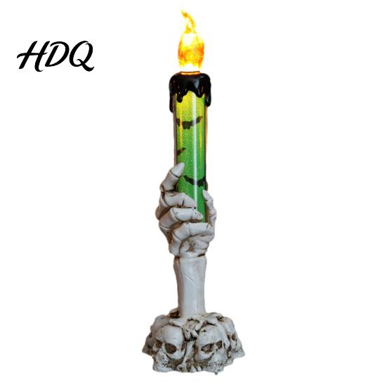 Dynamic Visual Halloween Props LED Ghost Candle Light, Spooky Hand Lamp Skull Ornaments Tabletop Decor, Horror Light for Party Haunted House