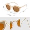New Kids Cute Checker Panel Round UV400 Sunglasses Baby Girls Sun Protection Children Glasses Outdoor Fashion