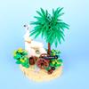 MOC Mittelalterliche Piratenbar Modellbausteine Set Papagei Blockhütte Inselhaus Lagerfeuer Baum Segelboot Schiff Steine Spielzeug Geschenk