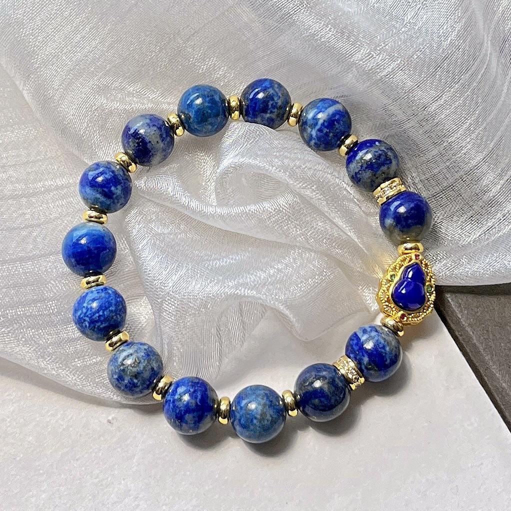 10Mm Retro Natural Lapis Lazuli Design Bracelet Bracelet.