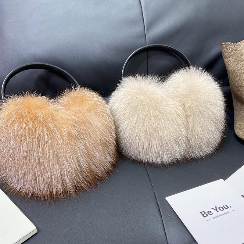 New Winter Real Fox Fur Earmuffs for Women Natural Fox Fur Scarves Dual Use Genuine Warmer Plush EarMuff Outdoor Solid Fur Scarf
