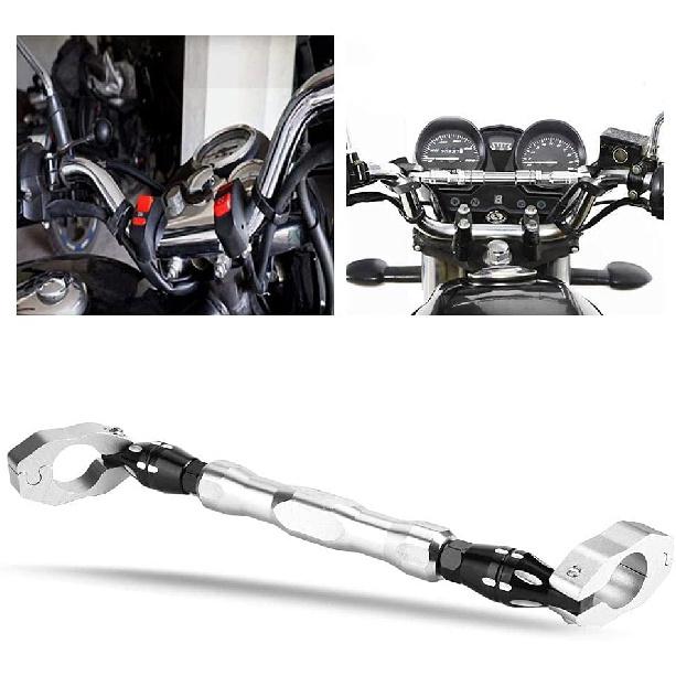 Motorcycle Handlebar Cross Bar, 7/8" 22mm Handlebar Strengthen Lever Bar Adjustable Motorcycle Balance Reinforce Lever (Silver)
