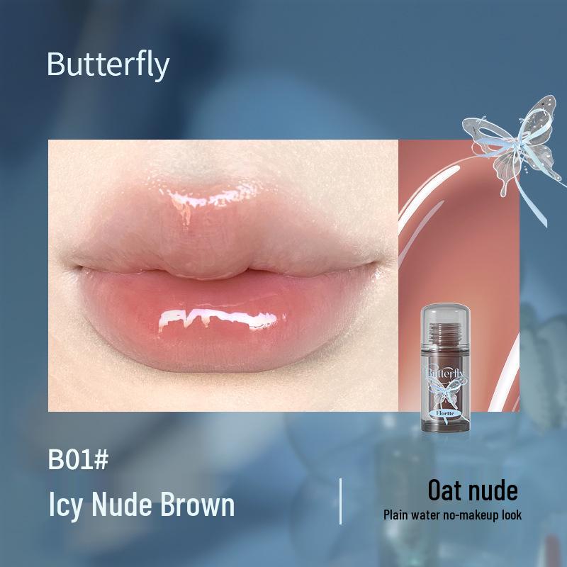 Translucent Glass Lips: FLORTTE Floria Butterfly Lip Essence Gloss Lipstick for Women