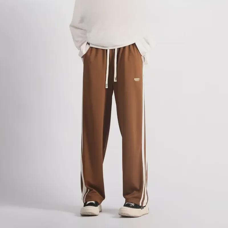 

Мужские летние брюки Ice Silk в полоску в стиле ретро - High Street Fashion XL кофейный