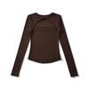 Korean Design Twist Neck Cutout Slim Fit Long Sleeve T-shirt for Women - 2026 Spring Collection