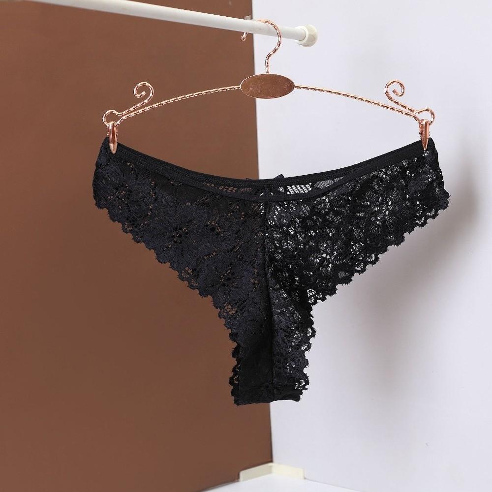 Thin Floral Lace Seamless Panties Bow Thong Flower Underwear for Women Cotton Crotch Transparent Mesh Lace Briefs Daily