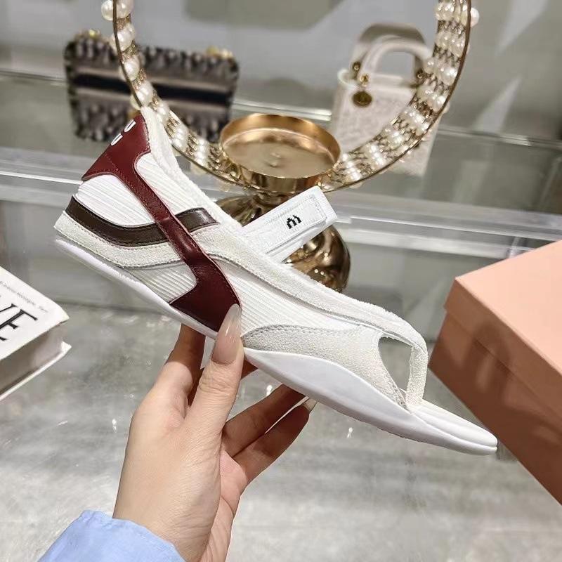 One-word with mezzanine sandals women's summer 2025 new color matching open-toed casual flat-bottom comfortable sports Mary Jane