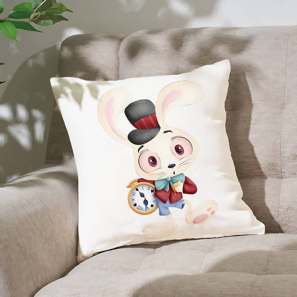 A-Alice In W-Wonderland Pillow Case Cushion Cover Soft Cute Throw Pillow Case For Car Sofa Pillowcase Polyester With Zipper