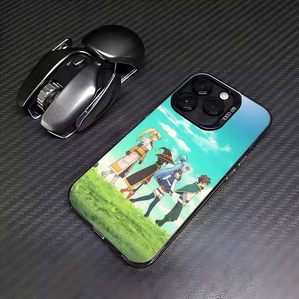 K-Kono Subarashii S-Sekai ni Shukufuku Phone Case For iPhone17,16,15,14,13,12,11 Plus,Pro Max Colored Silver Plated Inside Cover